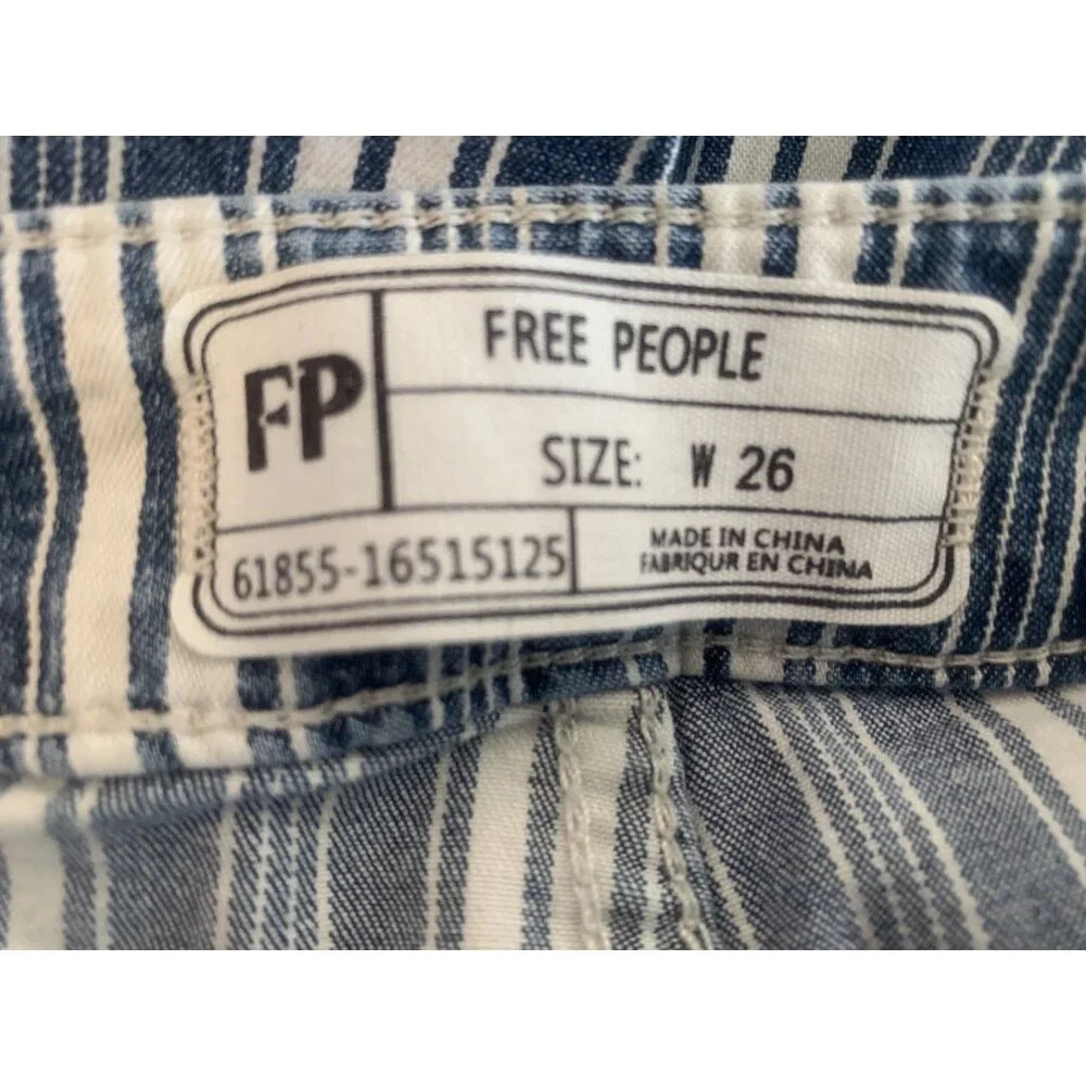 Free People Striped Bellbottom Flared Boho Hippie Retro Raw Hem Pants Size W26 - Picture 5 of 6